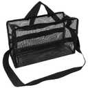 SHANY Collapsible Makeup Tools Travel Mesh Bag Large See-Thru Travel Tote with Shoulder Straps Water-Resistant with Zippered Pockets Black