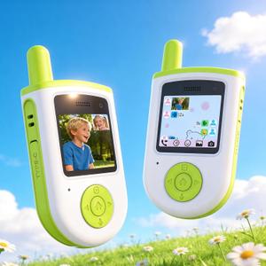 Video Walkie Talkies for Kids, Rechargeable Long Range Smart 2-Way Radio with HD Camera, Video/Voice Chat/Emojis/Games, Educational Outdoor Indoor Toys, Birthday Gifts for Boys Girls Age 4-12 (2 Pack)