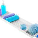 madesmart Expandable Bath Shelf, Adjustable Bathtub Tray for Bath-Night, Holds Glasses, Soaps, Toys & Bath Essentials, Non-Slip Grip, Fits Most Tubs