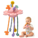 Silicone Baby Sensory Pull String Toy for 18+ Months, Montessori Toys for Toddlers, Sensory Activity Travel Toy for Airplane Car Seat Stroller, Fine Motor Skills Early Learning Gift (Light Pink)