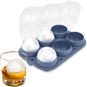 Samuelworld Large Ice Ball Maker with Lid, 6 x 2.5 Inch Ice Balls - BPA Free, Easy To Fill Round Silicone Ice Tray, Perfect Spheres Craft Ice Maker for Whiskey, Cocktails (Purple-Blue)