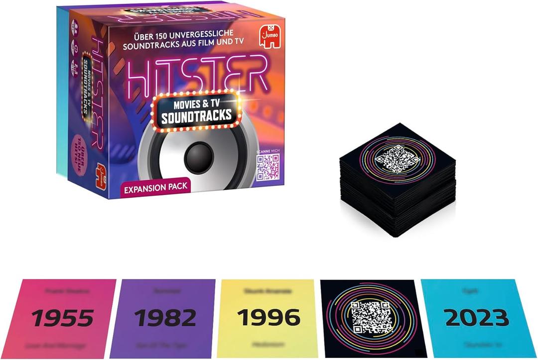 Hitster Film & Series Soundtracks, German Expansion, 154 Music Cards, Party & Card Game for Adults and Families, 2 to 10 Players, from 16 Years, German (DE)