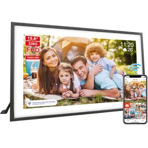 Digital Picture Frame 15.6 Inch Large Frameo Digital Photo Frame32GB, 1920 * 1080 IPS HD Touch Screen, Electronic Picture Frame IPS Touch Screen with Auto-Rotate, Frameo Digital Frame WiFi
