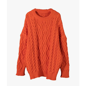 Women's Pullovers Oversized Knitted Sweaters Tops, L