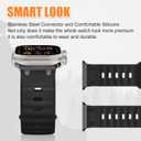 Sport Bands for Apple Watch Ultra 3 2 1 Band 49mm 46mm 45mm 44mm 42mm Women Men,Rugged Wide Silicone Waterproof Wristbands with Metal Adapter Strap for iWatch Series 11 10 9 8 7 6 5 4 SE 3 2,Ultra/3/2, Black
