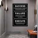 Motivational Canvas Wall Art Inspirational Entrepreneurs Quote Poster Inspiring Success Failure Execute Motto Picture Print for Living Room Office Workplace Stretched and Framed [24''W x 36''H]