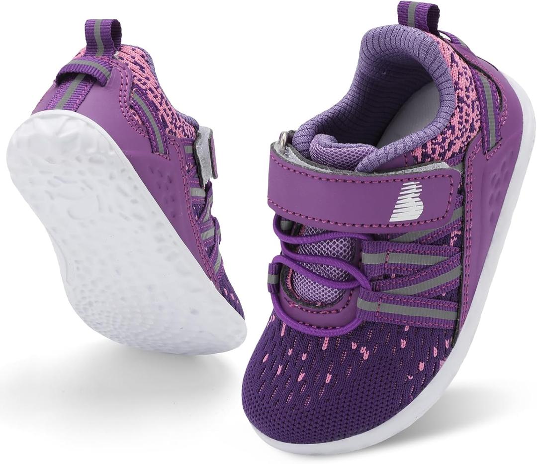 BARERUN Baby Sneakers Toddler Shoes Soft Anti-Slip Sole Newborn First Walkers Infant Toddler Breathable Athletic Running Shoes (Purple)
