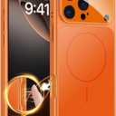 TOBOVON Magnetic for iPhone 16 Pro Max Case with Camera Lens Protector, Compatible with MagSafe, Camera Control Button, Slim Shockproof Phone Cover for iPhone16 ProMax, Orange