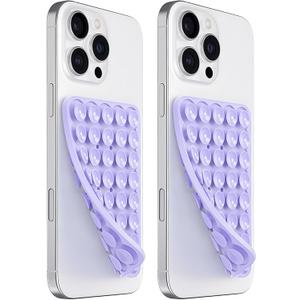 AZXYI Anteel 2 Pack Silicone Suction Cup Phone Case Mount Double Sided, Non Slip Phone Accessories for Cellphone, Hands-Free Strong Grip Silicon Phone Holder for Selfies and Videos (Lavender)