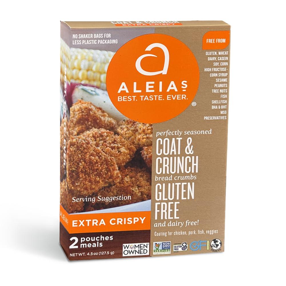 Aleias Gluten Free Extra Crispy Coat & Crunch 4.5oz (1 Pack) Crunchy Breading for Chicken, Seafood, Meat & Veggies (BBD-08/31/26)