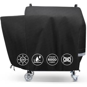 Grill Cover for Rec Tec RT-590, Recteq Deck Boss 590/800 Wood Pellet Grill - Heavy Duty Waterproof Fade Resistant Outdoor Smoker Cover with Elastic Drawstring for Rectec RT-590 Grill Accessories (Black)