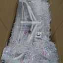 GOFLAME 6FT White Artificial Christmas Tree Hinged, Iridescent Xmas Tree W/ 792 Glittery Tips, Folding Metal Stand, Premium PVC & PET Material, Luxuriant Unlit PVC Holiday Tree Décor for Home Office