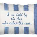 Blue Christian Coastal Beach 12x20 Pillow Cover, Christian Room Decor, Blue and White Striped Beachy Bible Verse Decorative Lumbar Pillow Covers for Beach Bedroom House Cabin Home