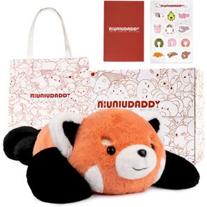 Niuniu Daddy Red Panda Weighted Stuffed Animals, 3.3lb Weighted Plush Red Panda Toys for Adult Kid Girl, Giant Stuffed Plush Pillow as Gift for Valentine Include Bag Sticker Card