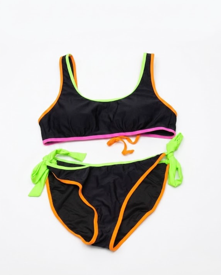 Womens Bikini Sets Color Block Swimsuits Supportive Wide Strap Two Piece, Size L