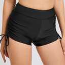 Womens Swim Shorts High Waisted Tie Board Shorts Bathing Suit Bottoms Tummy Control Swimsuit with Liner (Black, S)