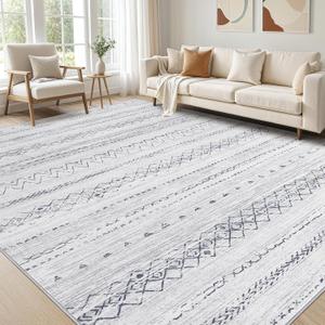 Cotiled 5x8 Area Rug Living Room: Washable Boho Rugs with Non Slip Backing Large Soft Indoor Stain Resistant Carpet for Bedroom Farmhouse Dining Room Lightweight Home Decor Grey