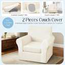 2 Pieces Velvet Armchair Cover Sofa Cover Separated Cushion Cover Stretchy Washable Fitted Couch Covers for Sofa Couch Protector for Dogs Chair Covers for Living Room (Ivory, Chair)