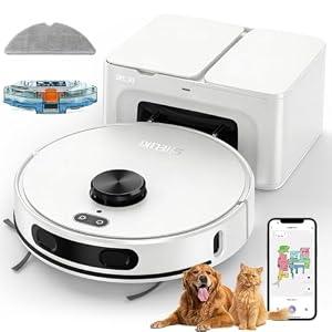 SHELIKI
Robot Vacuum and Mop Combo, Self-Emptying Robotic Vacuums Cleaner Smart Mapping, 2-3 Months Hands-Free Base Strong Suction & LiDAR Navigation, 220 Mins Long Runtime for Pet Hair, Hard Floor, Carpet