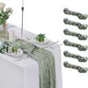 6 Pack Cheesecloth Table Runner 9ft,17 x 108 inch Gauze Table Runner Rustic Romantic Wedding Runner for Wedding Bridal Shower Fall Decoration,Sage Green