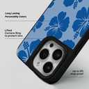 Flower Phone Case for iPhone 12/12 Pro - Slim Shockproof Hard Shell, 5ft Drop Protection, Cute Aesthetic Blue Hibiscus Pattern, Tough Protective Case for Women and Girl