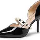 DREAM PAIRS Women's Closed Toe High Heels Stiletto Pointed Toe Strappy Pearl Elegant D'Orsay Dress Wedding Party Pumps Shoes 9.5