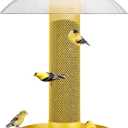Kingsyard Thistle & Nyjer Bird Feeders for Outdoors Hanging, Metal Finch Feeder with Weatherproof Dome and Removable Tray, 14" Mesh Tube, 2 lbs Seed Capacity (Yellow)