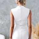 OWIN Women's Sexy Summer Casual Mock Neck Dresses Sleeveless Ruched Bodycon Cocktail Party Mini Dress (White, M)