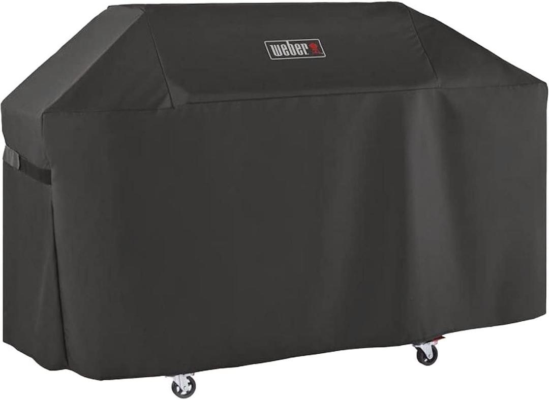 Weber Premium Outdoor Grill Cover WaterResistant, Durable Black Grill Cover Designed for Genesis 400 Series 4Burner Gas Grills with Secure Fastening Straps