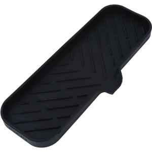 Silicone Bathroom Soap Dishes with Drain Spout-Bathroom and Kitchen Sink Organizer,Sponge Holder,Dish Soap Tray,Perfect for Dispenser,Scrubber,Bottle,Cup on Sink or Counter-Black 12"4"