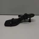 PiePieBuy Women's Lace Up Heeled Sandals Square Flip Flop High Heels Strappy Party Shoes (8,5 Black)