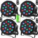 U`King 36W Wireless Uplights, 18 RGB Stage Lights, Rechargeable Par Lights with DMX512 & Sound-Activated Mode, LED Par Can for Party Event Wedding Show, 4 Pack