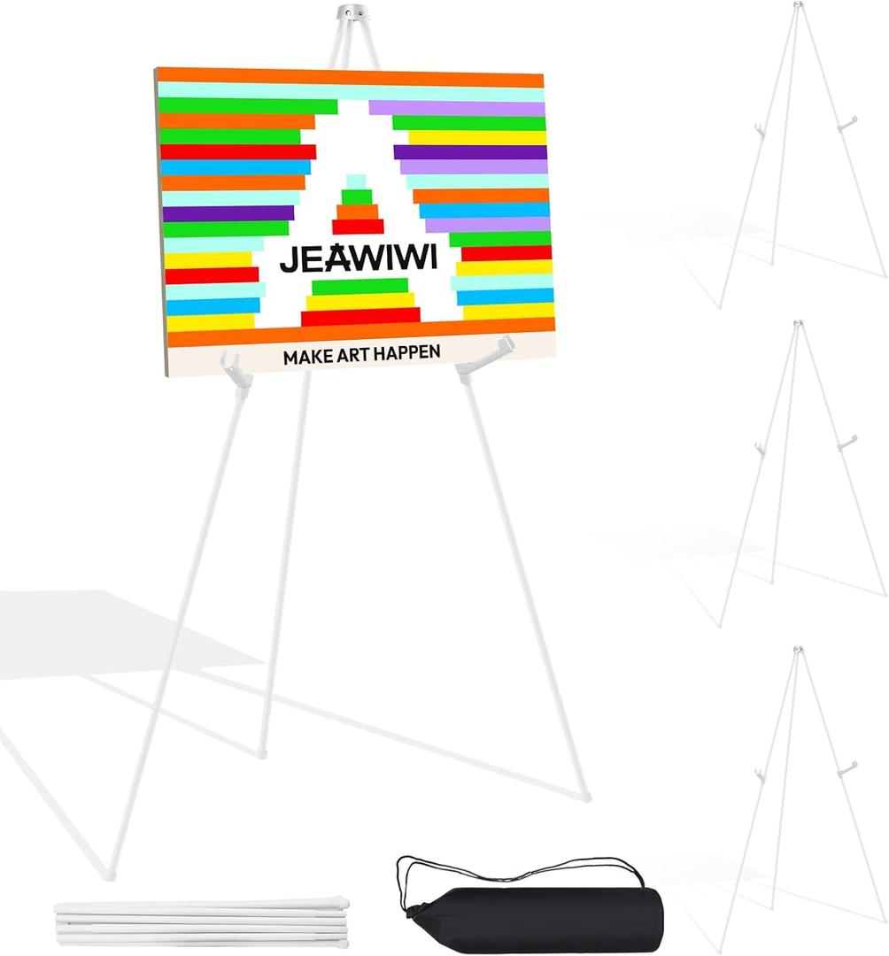 JEAWIWI 4PCS White Easel Stand for Wedding Sign Stand, 66 Inch Adjustable Metal Easels for Display, Portable Folding Easel for Wedding, Display Show, Arts, Poster with Portable Bags