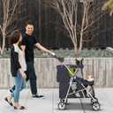 FDW 4 Wheels Pet Stroller Dog Cat Carriers Bag Lightweight Waterproof Folding Jogger Double Stroller with Cup Holders,Black