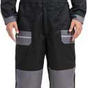 Men's Work Coveralls Multi Pockets Garage Work Jumpsuit Zip Coverall One Piece Workwear Mechanic Overalls (Medium, Black)