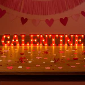 Galentine's Day Decoration Galentine Lights Sign 6.3 Inch Light up Letters Party Decor Table Centerpiece Battery Powered LED Alphabet Night Light for Home Kitchen Decor Gift(Battery Not Included)