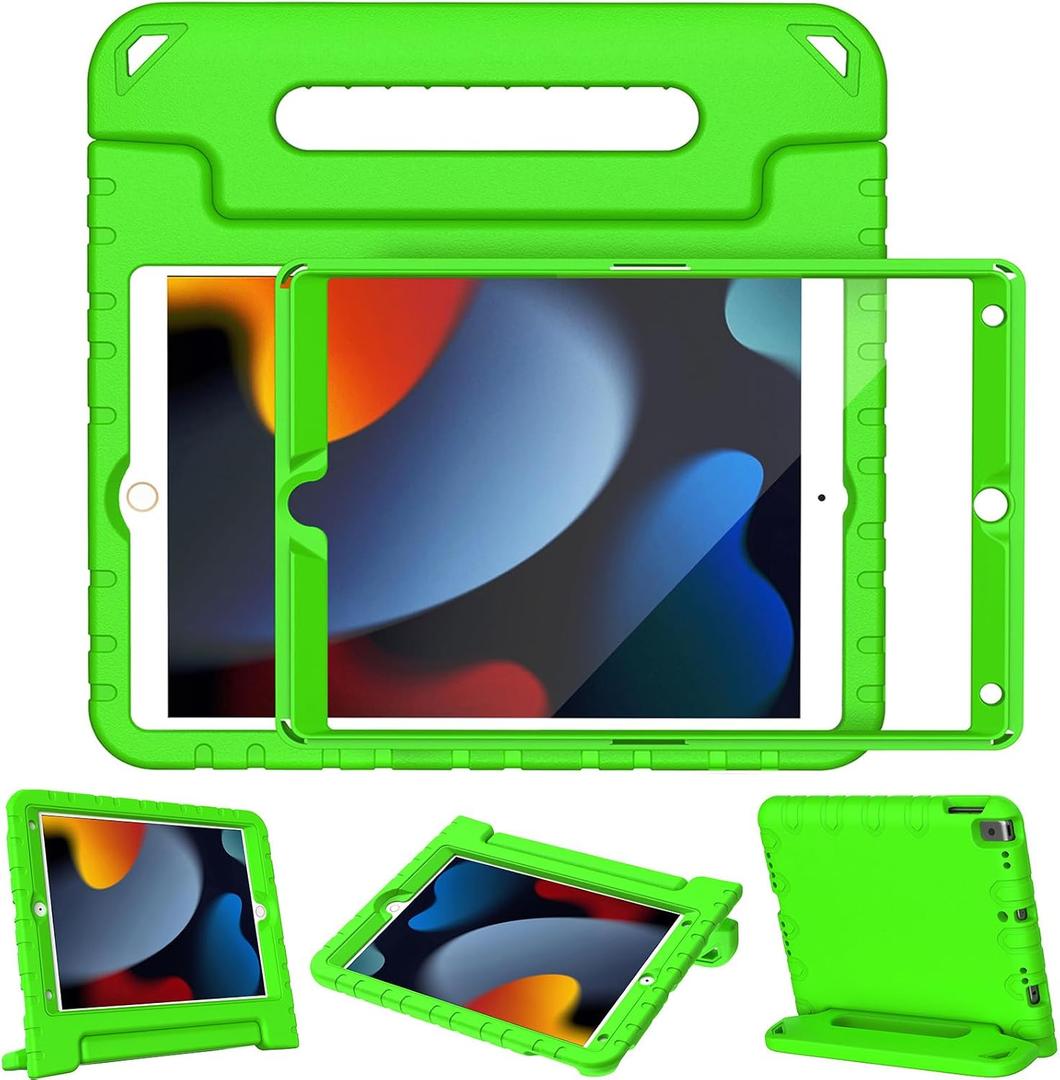 LTROP Kids Case for iPad 9th/ 8th/ 7th Generation (2021/2020/ 2019), iPad 10.2 Case for Kids, Shockproof Handle Stand Case for iPad 9/8/ 7 Generation 10.2 Inch - Green