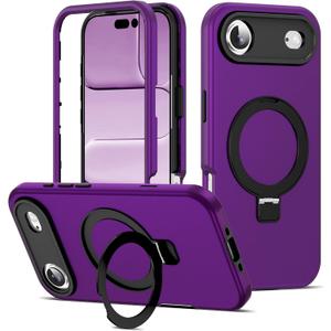 Compatible with iPhone 17 AIR Case 6.5''with Magnetic Ring Stand [Military Drop Protection][Compatible with Mag-Safe] Shockproof 17 Air Phone Case for Men Wowen, Purple
