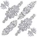 XunYee 6 Pcs Crystal Rhinestone Applique Silver Wedding Applique Iron on Rhinestone Hair for Bridal Wedding Dress Clothes Shoes