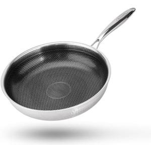 RisenutX Hybrid 8 inch Stainless Steel Non Stick Skillet,Frying Pans Nonstick, PFOA Free Cookware, Dishwasher and Oven Safe, Induction Compatible
