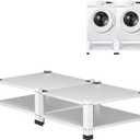 Washer Dryer Pedestal Set of 2 With Storage Shelf, 28.3 x 28.3 x 14 in, 800 lb Capacity Heavy Duty Carbon Steel Laundry Pedestals, White, 2 pcs