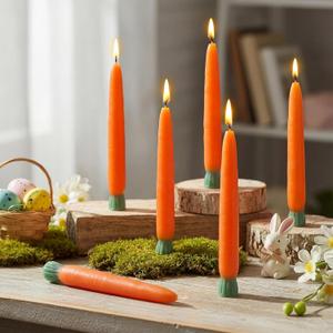 6 Pcs Easter Carrot Taper Candles Carrots Shaped Candlestick Easter Farmhouse Candle Decorations Simulated Vegetables for Dinner Table Centerpiece Decor Spring Party Decoration