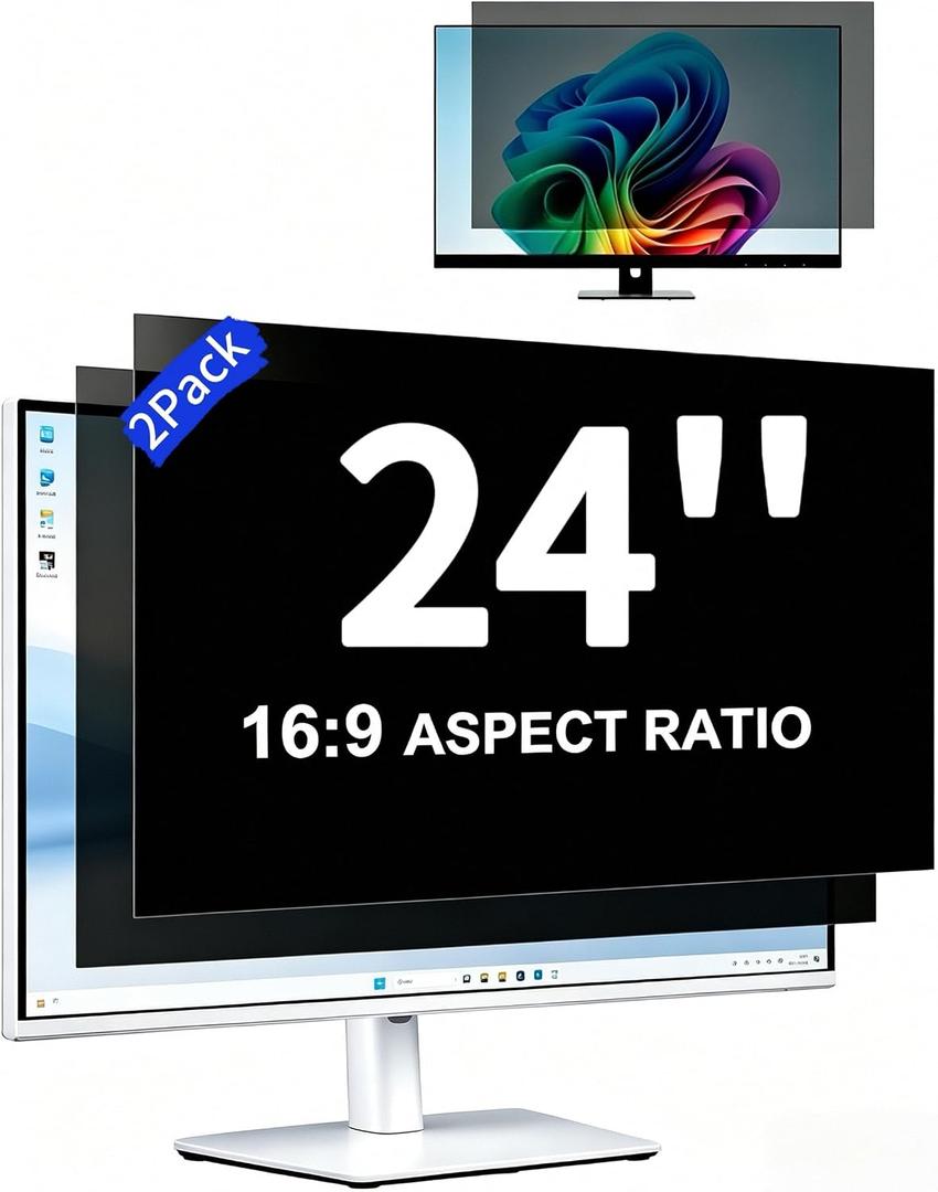 24-inch Computer Monitor Privacy Screen, anti-blue light & Anti- spy & Anti-glare, Suitable for use in Office, Cafe And Other Public Area(2-Pack)
