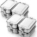 Umigy 8 Pcs Stainless Steel Food Containers 850ml Metal Bento Lunch Box Stainless Steel Food Storage Containers, Lockable Clips to Leak Proof, Reusable Dishwasher Snack Boxes for Work