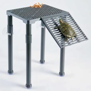 SolidForm Turtle Basking Platform with Ramp, Built-in Food Tray, Zero Zip-Tied, Non-Slip Ramp, 2 Adjustable Height Turtles Dock, for 2575 Gallon Aquariums(11-in Width) Turtle Tank Accessories