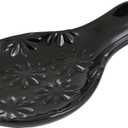 Cooking Spoon Rests for Stove Top, Ceramic Spoon Rest for Kitchen Counter, Ceramic Spatula Rest, and Tableware Rest, Utensil Rest for Stove TopLarge Coffee Tea Spoon RestsKitchen AccessoriesBlack