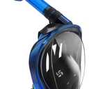 Greatever G2 Full Face Snorkel Mask with Latest Dry Top System,Foldable 180 Degree Panoramic View Snorkeling Mask with Camera Mount,Safe Breathing,Anti-Leak&Anti-Fog (Small-Medium, Dark blue)