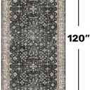 Black Boho Washable 2x10 Hallway Runner Rug - Extra Long Runners for Kitchen, Bathroom, Stair, Non-Slip Floor Carpet Rugs for Large Entryway Indoor, Vintage Multi Ashen Floral Decor