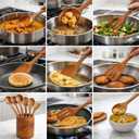 Wooden Cooking Utensil Set of 9  Natural Mango Wood Kitchen Tools with Holder & Spoon Rest | Nonstick Safe, Heat-Resistant, Eco-Friendly Wooden Spoons & Spatulas for Cooking & Serving