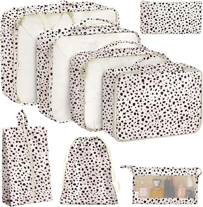 KPX 5 Set Packing Cubes for Travel, Luggage Packing Organizers Accessories Large Toiletries Bag for Clothes Shoes Cosmetics (Leopard)